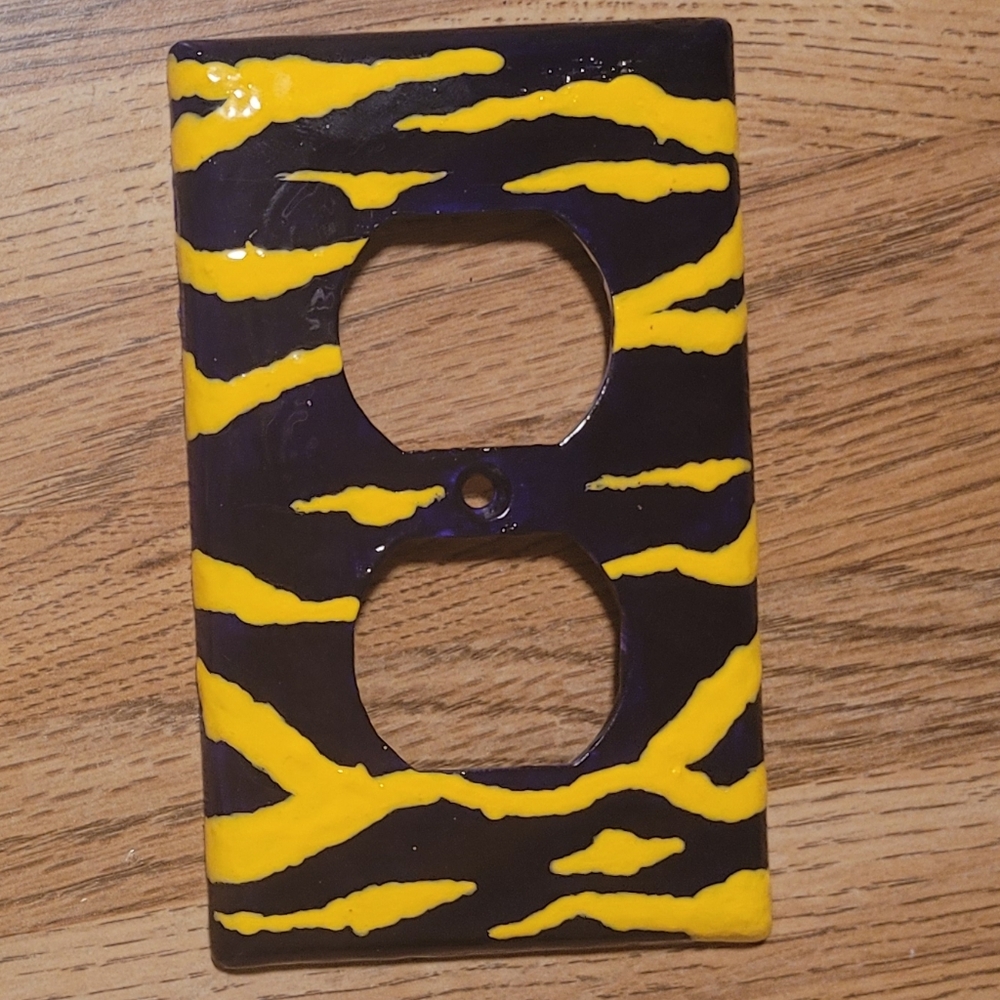 LSU Tigers. Purple and Gold Tiger Stripe Outlet Cover Toggle